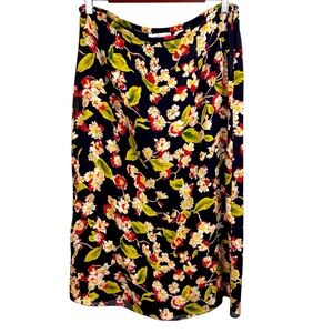 Dana Buchman Floral Silk Skirt Women’s Sz 14 Pencil Midi‎ A Line Zip Lined